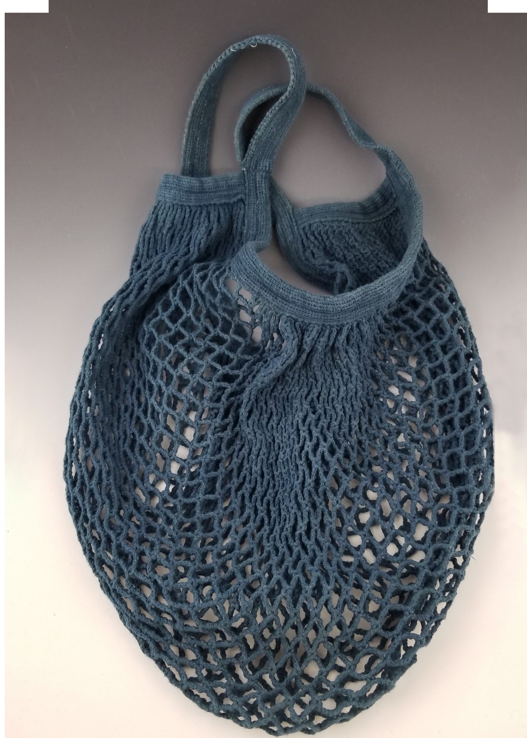 Indigo Cotton Market Bag with Short Handles