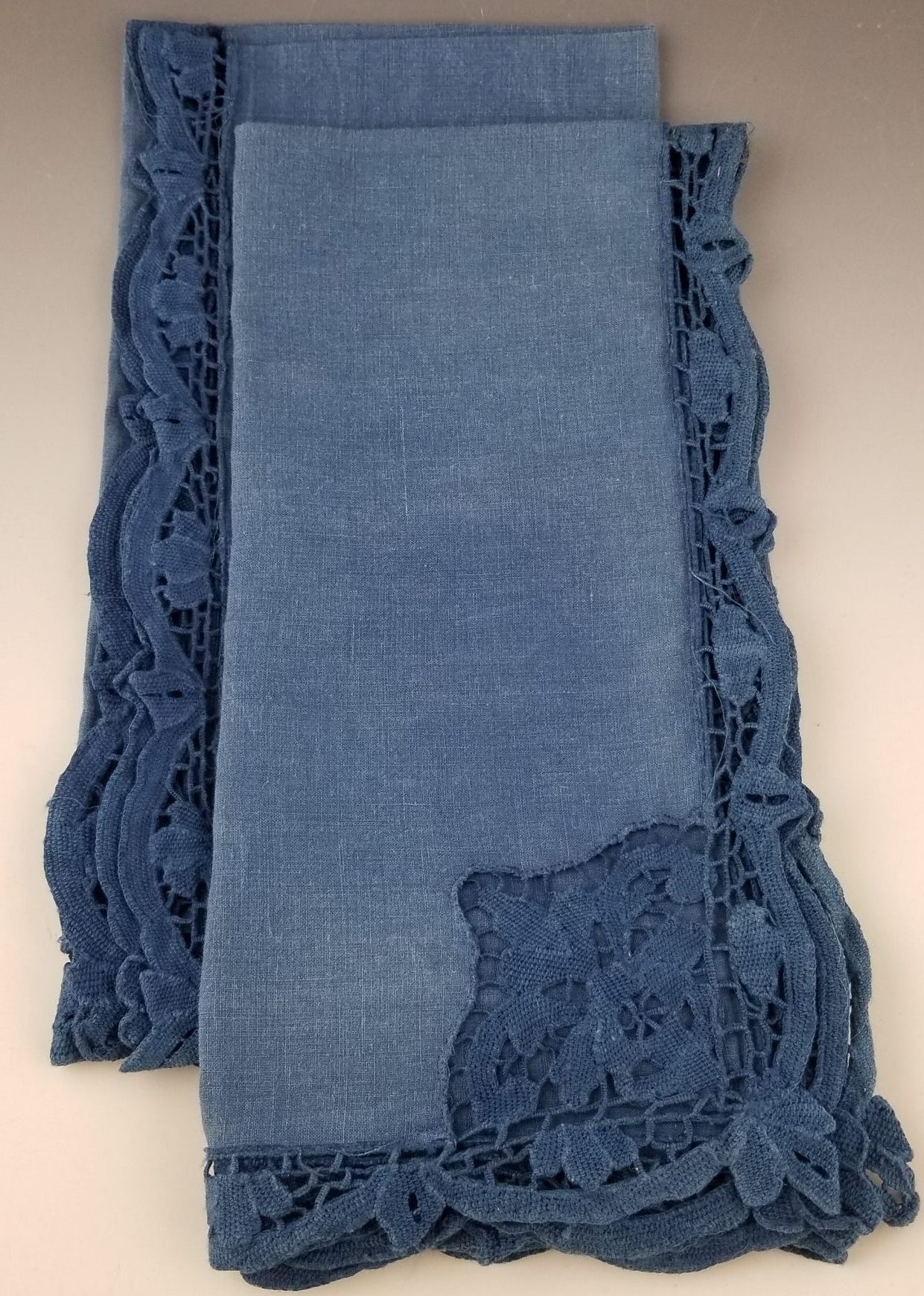 Indigo Dyed Repurposed Linen napkins pair